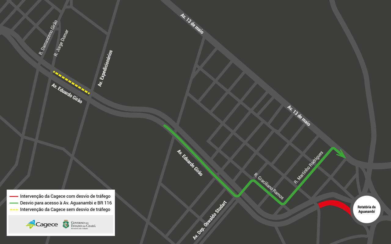 Cagece substitui dois trechos da rede coletora na avenida Eduardo Girão