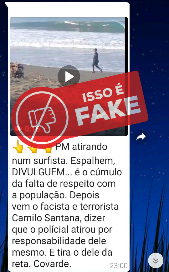 Vídeo em que policial atira em surfista é da Costa Rica, não do Ceará
