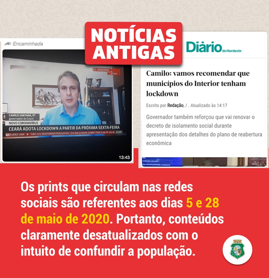 Não é verdade que o Governo do Ceará vai decretar novo lockdown a partir desta sexta-feira (23)