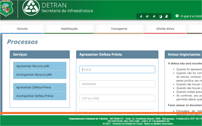 Detran-CE amplia ferramenta on-line para recursos referentes a autuações no trânsito