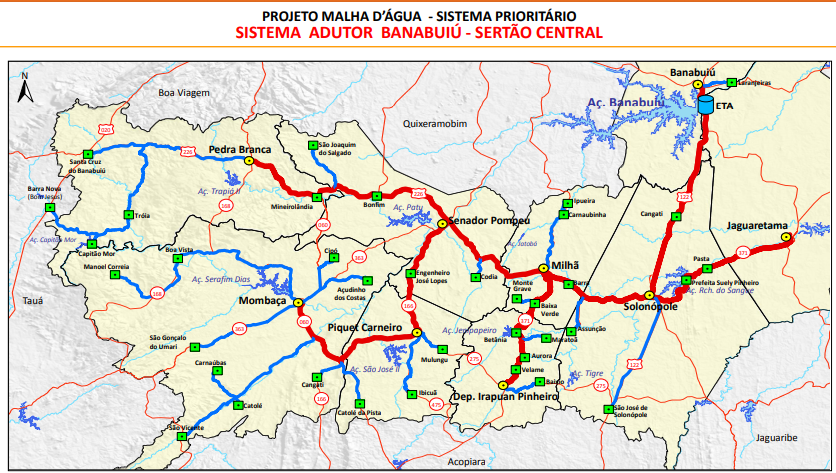 Adutora de 700km beneficiará 9 municípios do Sertão Central