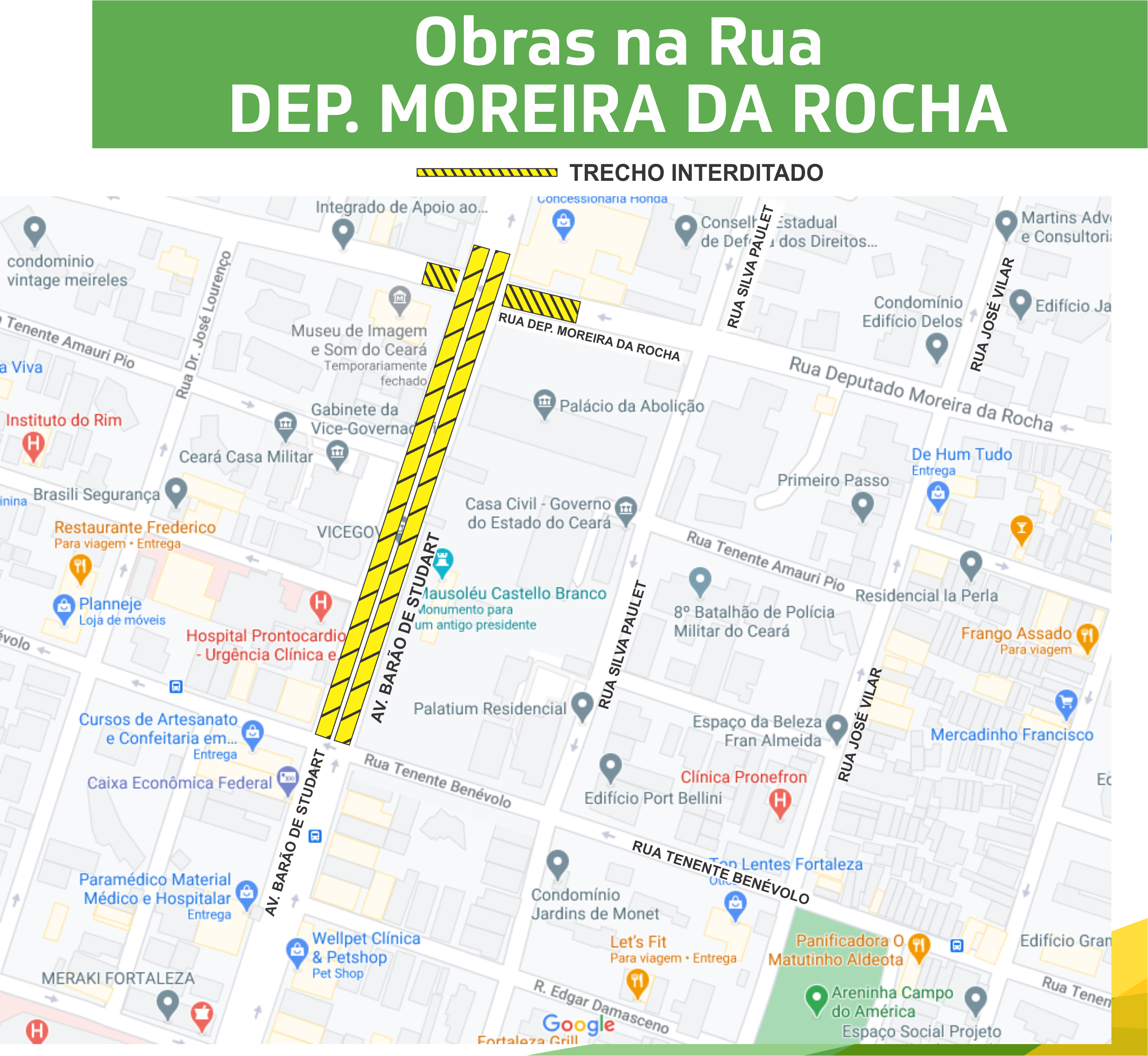 Com Tenente Benévolo liberada para trânsito, nova fase de obras interdita trecho da Deputado Moreira da Rocha a partir desta quinta-feira (3)