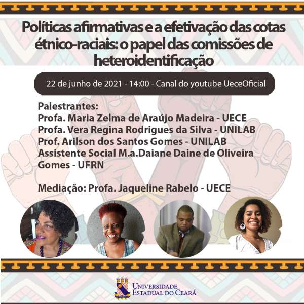 Live da Uece abre o curso “Políticas Afirmativas e a efetivação das cotas étnico-raciais”