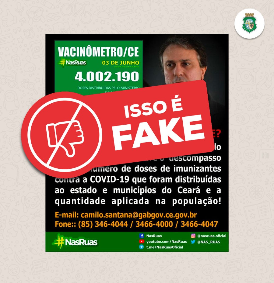 Antifake: Mensagem de WhatsApp desinforma sobre andamento da Imunização contra Covid-19 no Ceará