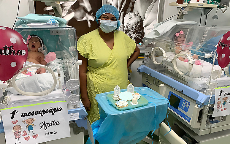Gêmeas prematuras celebram “mesversário” e Dia das Crianças no HMJMA