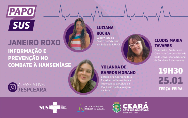 Janeiro Roxo: Papo SUS discute informação e prevenção à hanseníase nesta terça-feira (25)