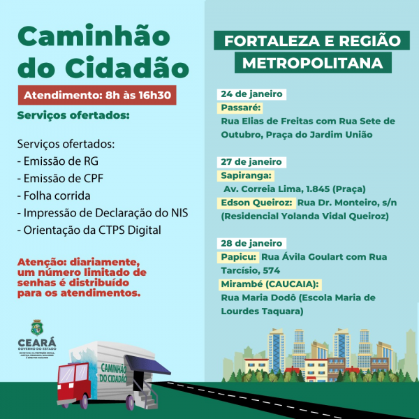 Caminhão do Cidadão leva serviços para comunidades da Capital e do Interior