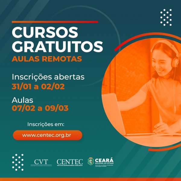 Inscrições abertas para mais de 1.000 vagas em cursos gratuitos