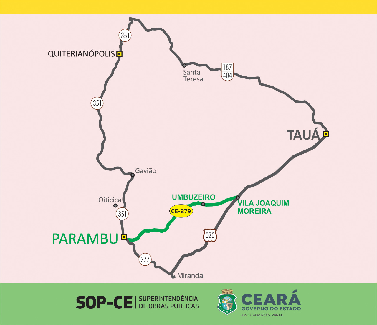 Pavimentação da CE-279 vai melhorar conexão entre Parambu e Tauá