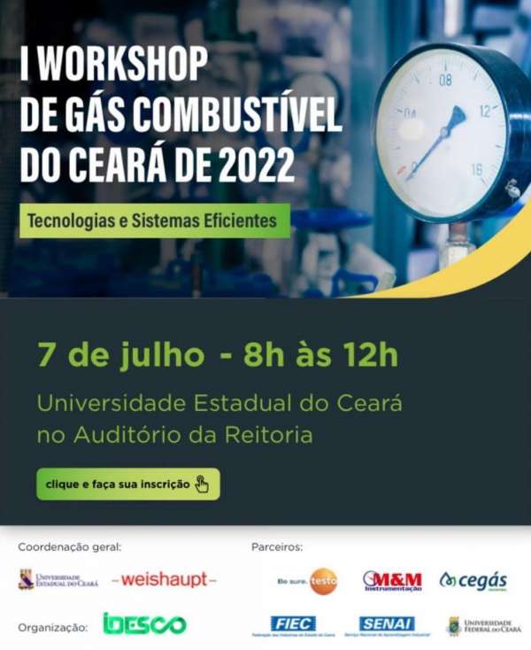 Inscrições abertas para o I Workshop de Gás Combustível do Ceará