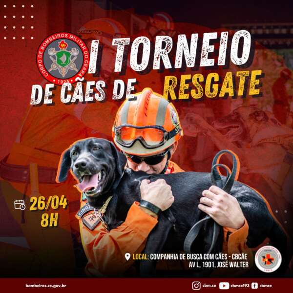 1º Torneio de Cães de Resgate do Corpo de Bombeiros acontece nesta quarta-feira (26)