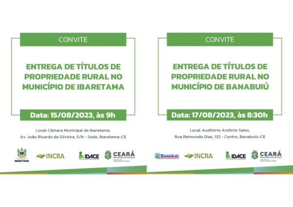 108 títulos de propriedade rural serão entregues em Ibaretama e Banabuiú