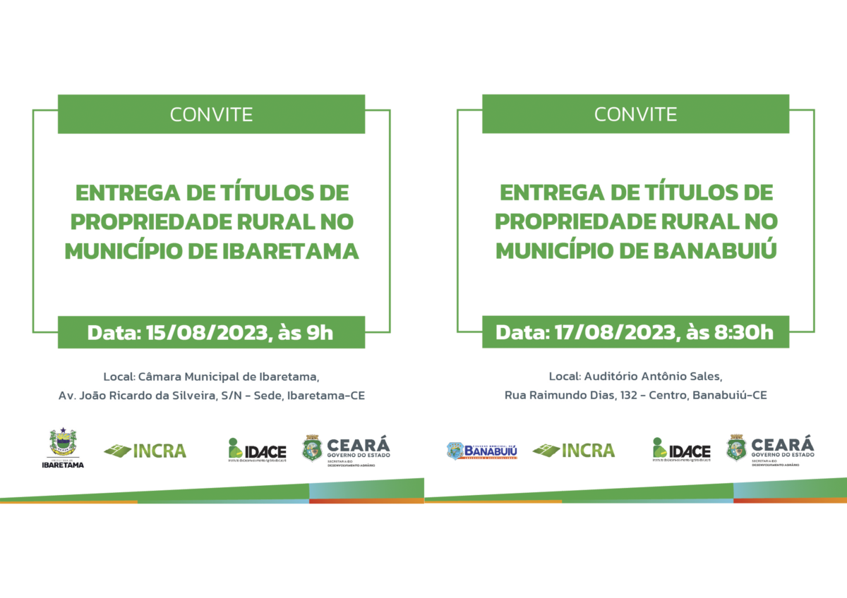 108 títulos de propriedade rural serão entregues em Ibaretama e Banabuiú