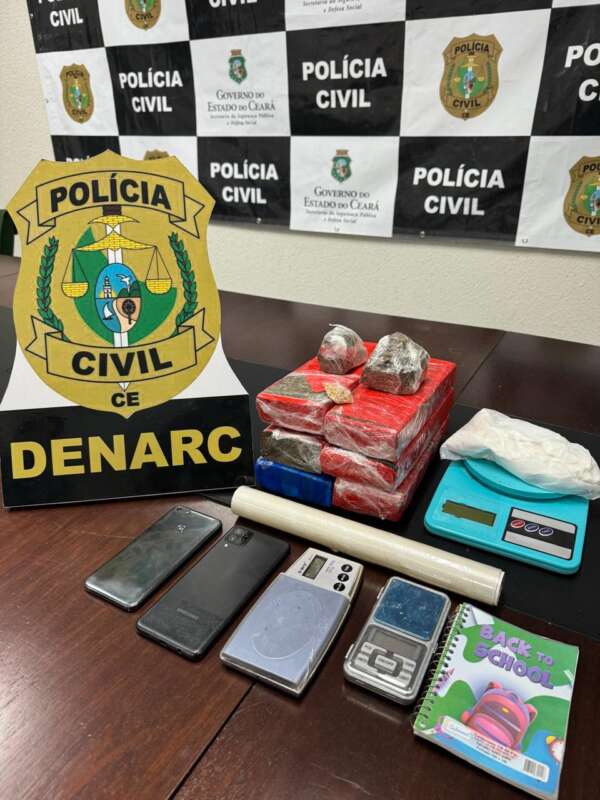 Homem em posse de mais de 4,5 kg de drogas é preso em flagrante pela PCCE na Capital