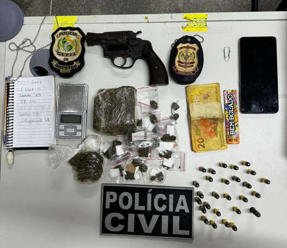 Tio e sobrinho em posse de drogas e arma de fogo são capturados na Capital