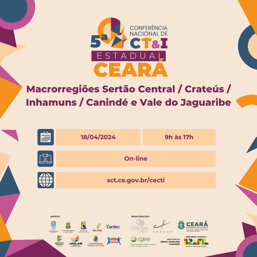 Terceira etapa regional da Conferência Estadual de CT&I acontece nesta quinta-feira (18)