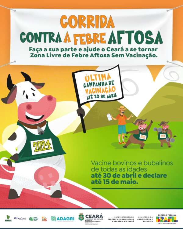 Campanha de vacinação contra aftosa segue até dia 30 de abril e dez municípios já atingiram 40% da meta