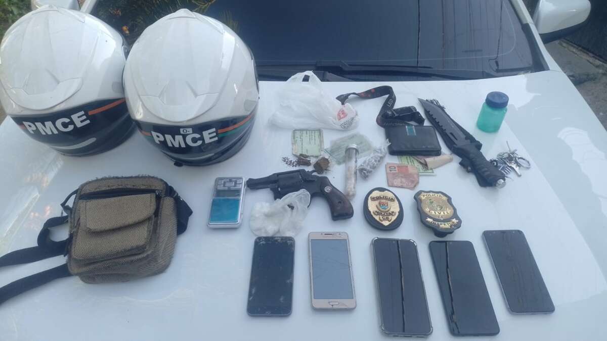 PMCE e PCCE prendem dupla com arma e drogas no Maracanaú