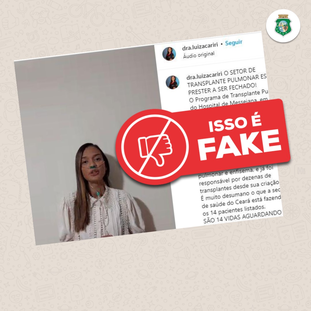 É falso vídeo sobre encerramento do Programa de Transplante Pulmonar do Hospital de Messejana
