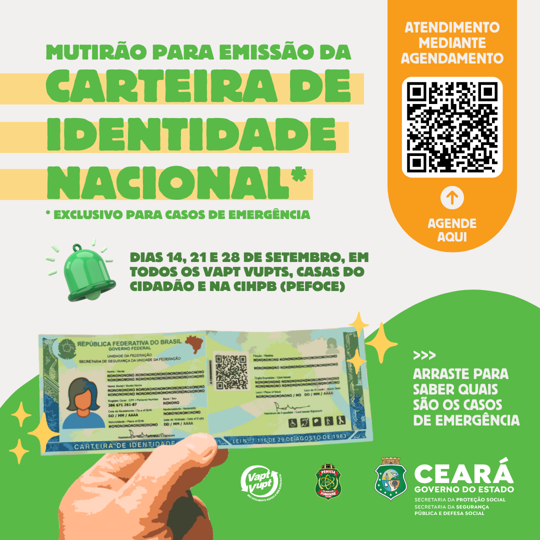 Parceria entre Pefoce e SPS facilitará a emissão de 10 mil Carteiras de Identidade Nacional para cidadãos com situações de urgência