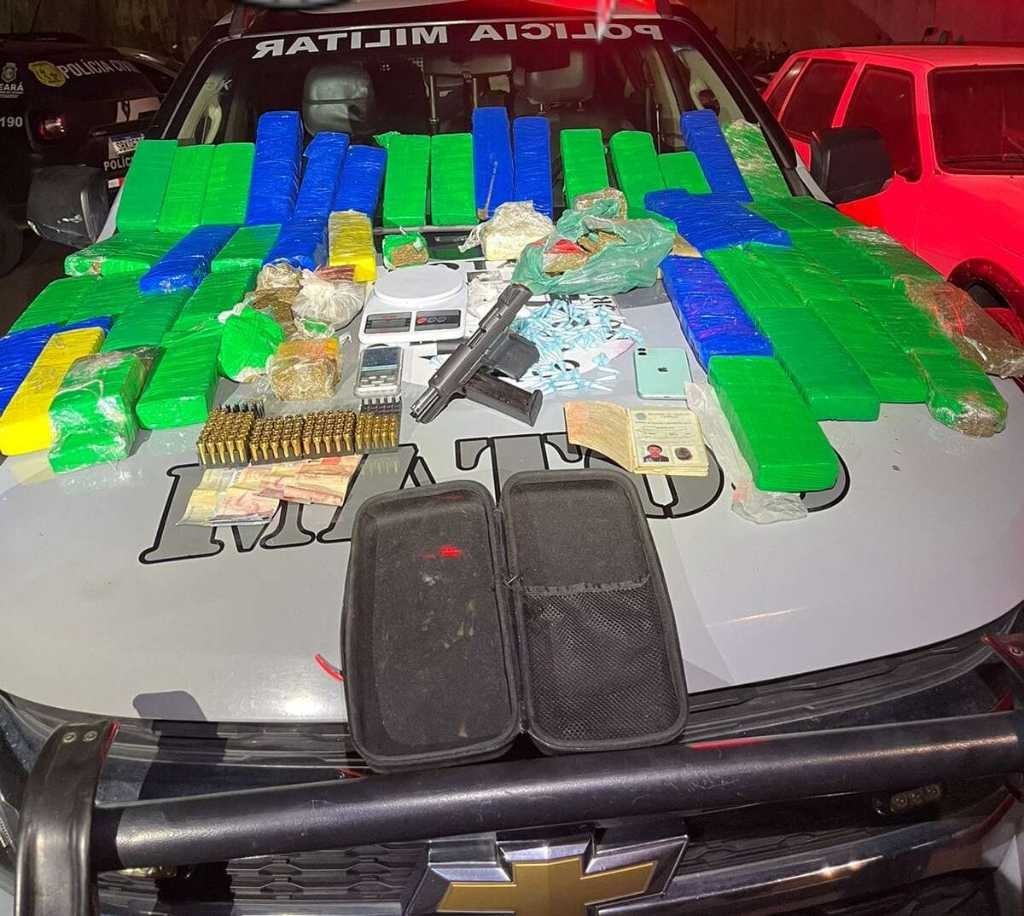 COTAM da PMCE apreende 37kg de drogas, pistola e 105 munições na Granja Portugal