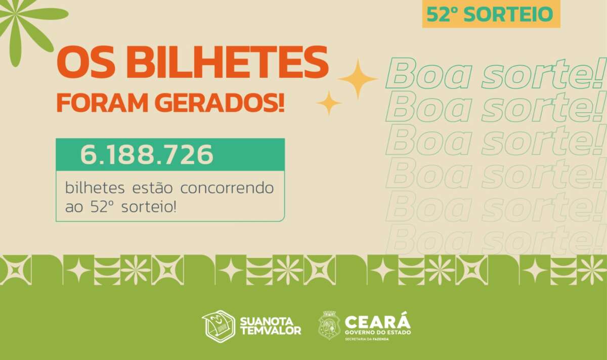 52° sorteio do Sua Nota Tem Valor tem mais de 6,1 milhões de bilhetes gerados