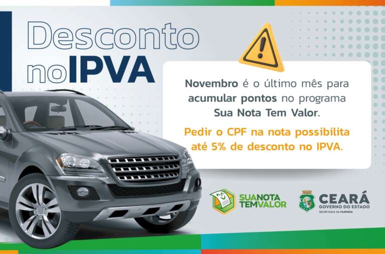 Sua Nota Tem Valor: novembro é o último mês para acumular pontos de desconto no IPVA 2025