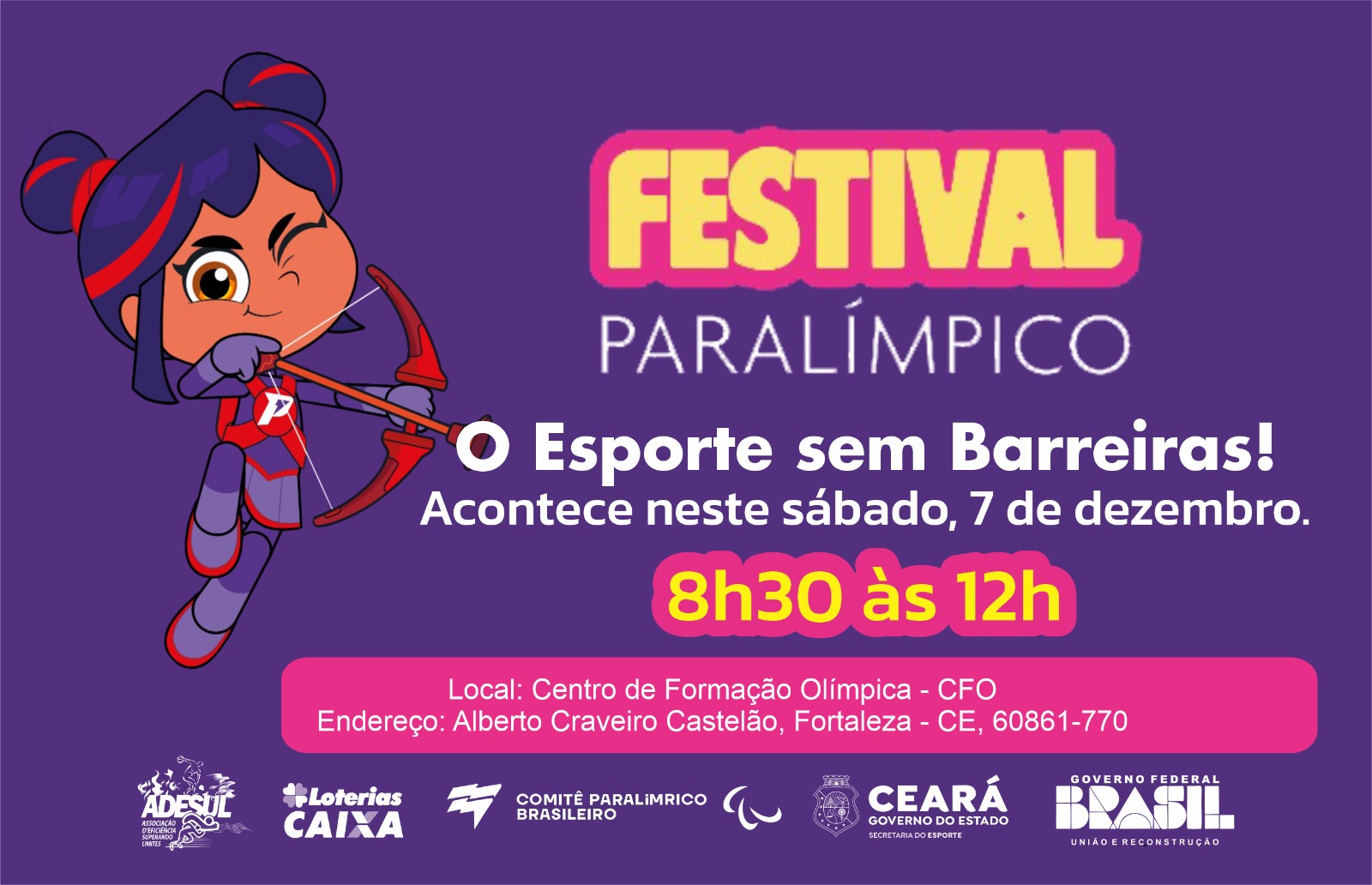 Festival Paralímpico 2024 será realizado neste sábado (7), no CFO
