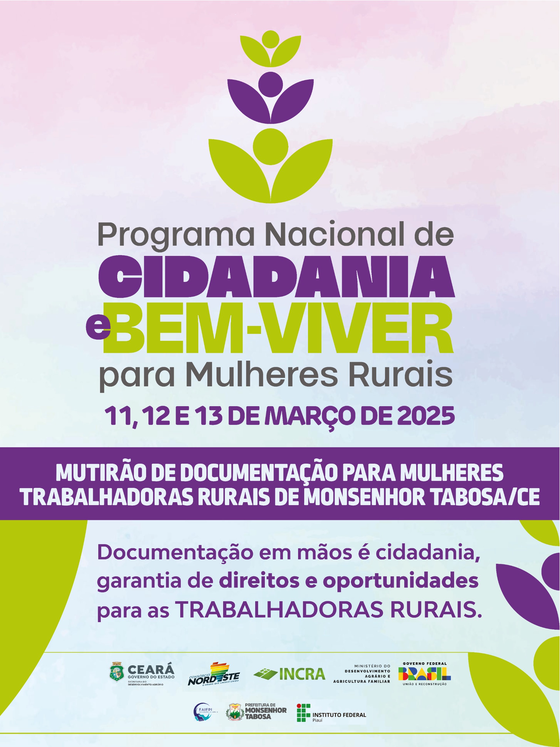 SDA realiza mutirão de documentação da trabalhadora rural em Monsenhor Tabosa, de 11 a 13 de março