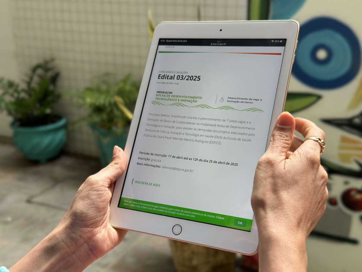 ESP/CE recebe inscrições para processo seletivo de novos bolsistas de Desenvolvimento Tecnológico e Inovação