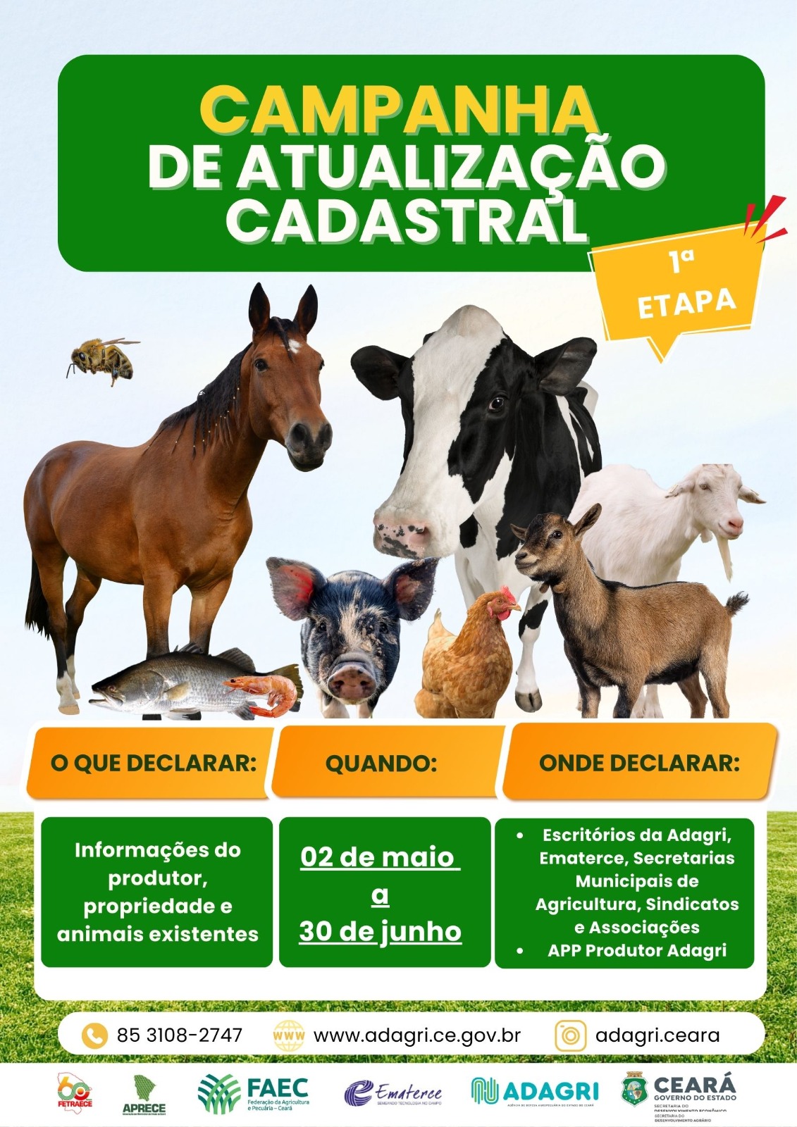 Campanha de Atualização Cadastral é obrigatória a todos os produtores, propriedades rurais e rebanhos