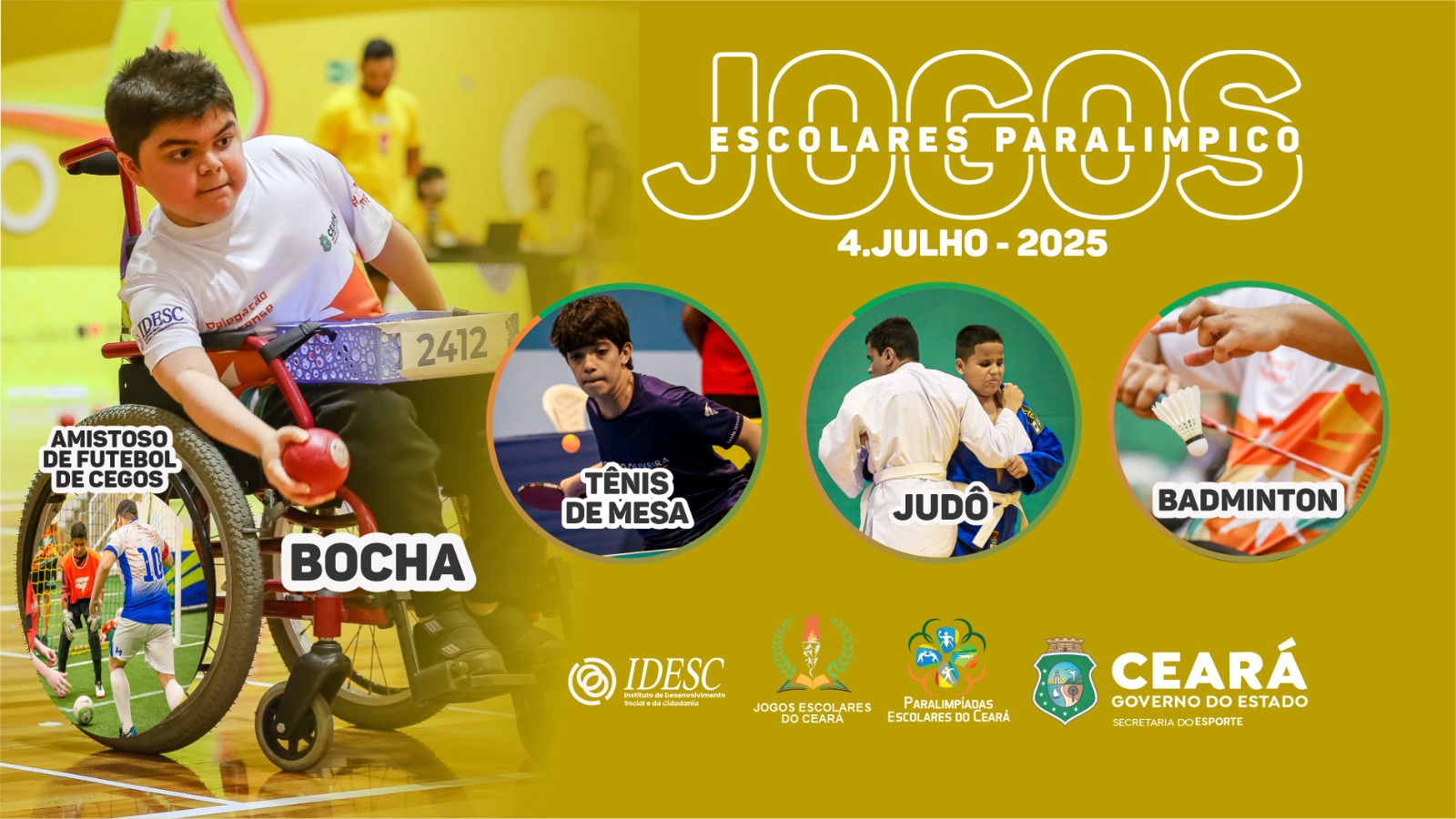 Sesporte realiza na sexta-feira (04) as Paralimpíadas Escolares 2025, no CFO