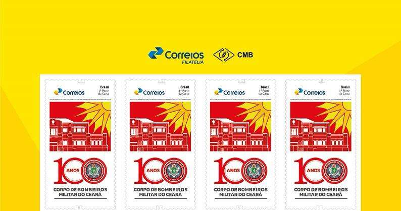 Selo e carimbo dos Correios destacam centenário do Corpo de Bombeiros do Ceará