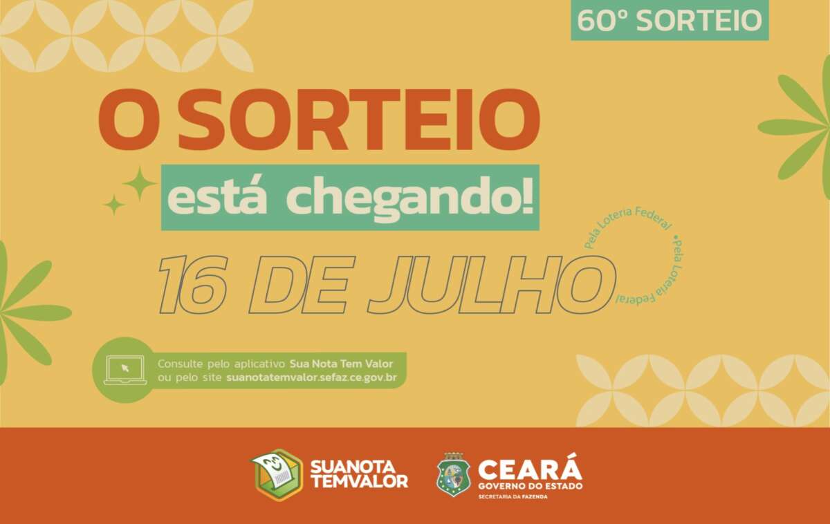 Está chegando: 60º sorteio do Sua Nota Tem Valor será nesta quarta-feira (16)