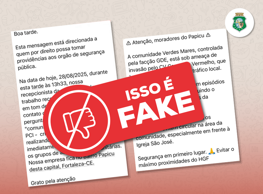 SSPDS alerta para mensagens falsas espalhadas em grupos de WhatsApp sobre a ação de grupos criminosos no bairro Papicu