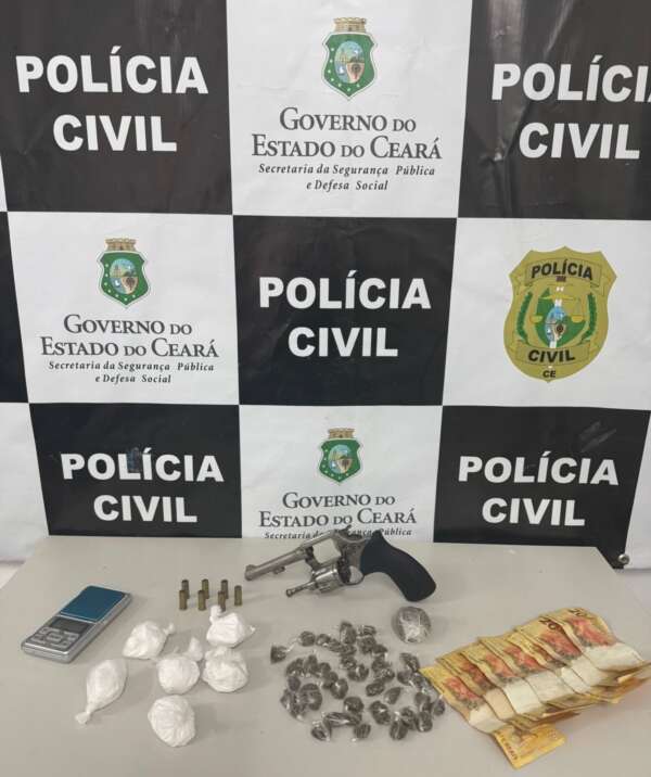 Homem em posse de drogas e arma é preso em flagrante pela PCCE em Juazeiro do Norte