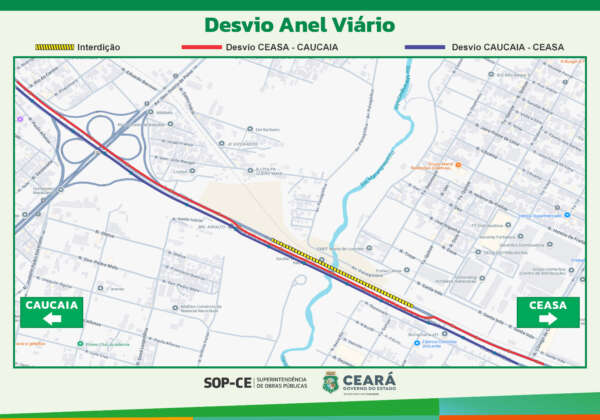 Trecho do Anel Viário de Fortaleza será interditado parcialmente para obras nesta sexta-feira (07)