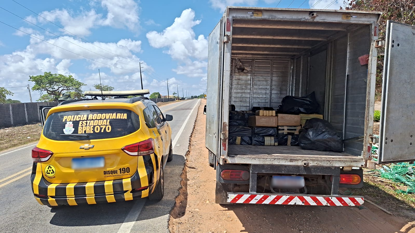 Mais de uma tonelada de maconha é apreendida pela PMCE durante ação em Cascavel
