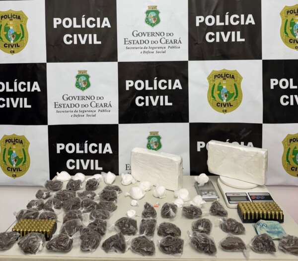 PCCE captura suspeito de tráfico com mais de 2,8 quilos de drogas e 100 munições em Juazeiro do Norte