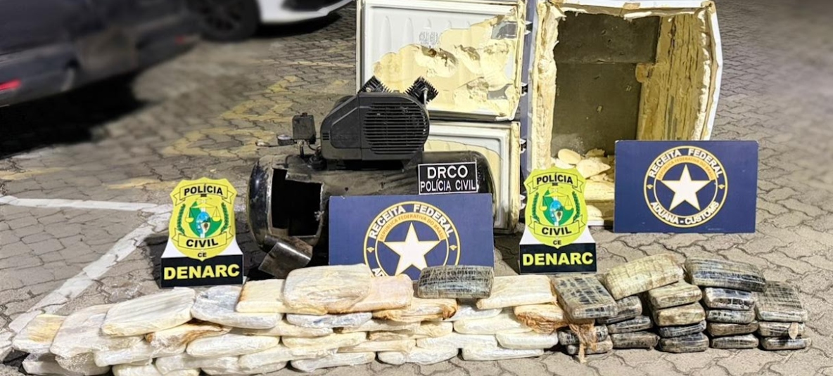 Durante ação conjunta, trio é preso e 55 kg de drogas escondidas em freezer são apreendidas em Fortaleza