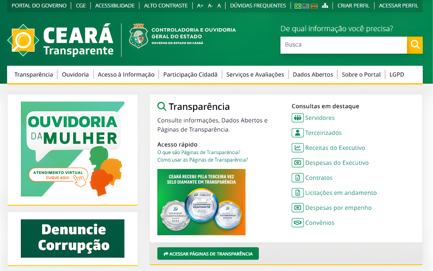 Ceará Transparente inicia 2026 com 238.556 acessos em janeiro