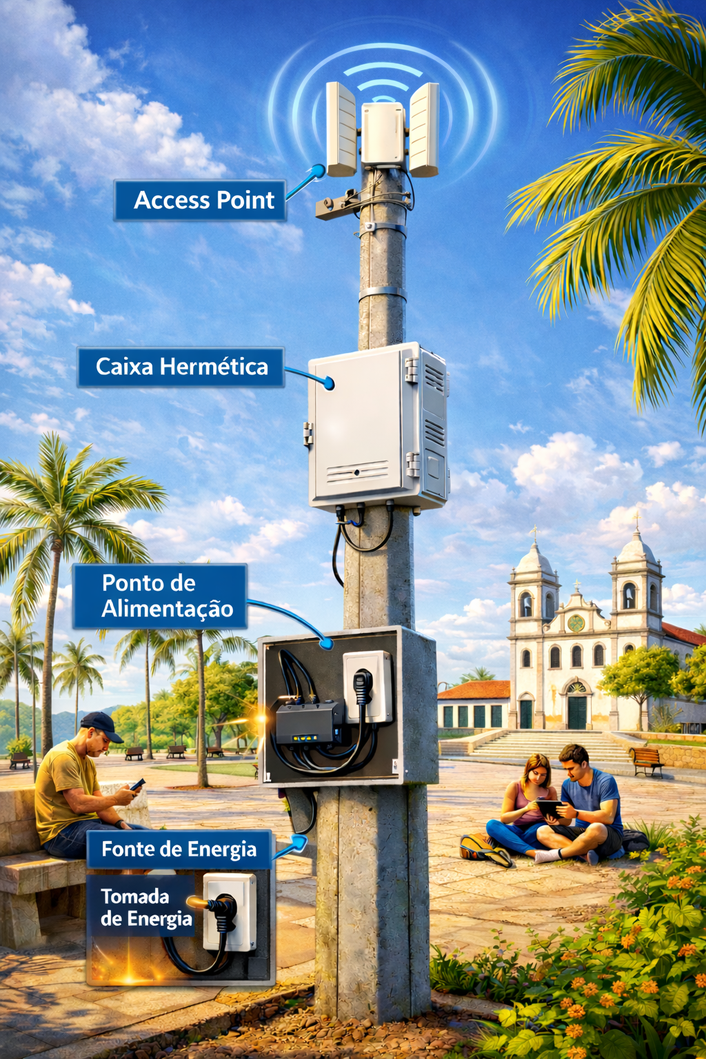 Governo do Estado vai implantar internet gratuita em praças de todos os municípios com apoio da Etice e prefeituras