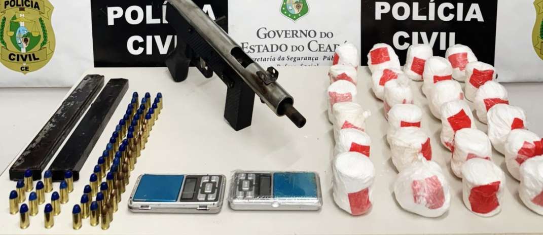 Durante ações distintas da PCCE, homem é preso e 4,5 kg de drogas, armas e munições são apreendidas em Juazeiro do Norte