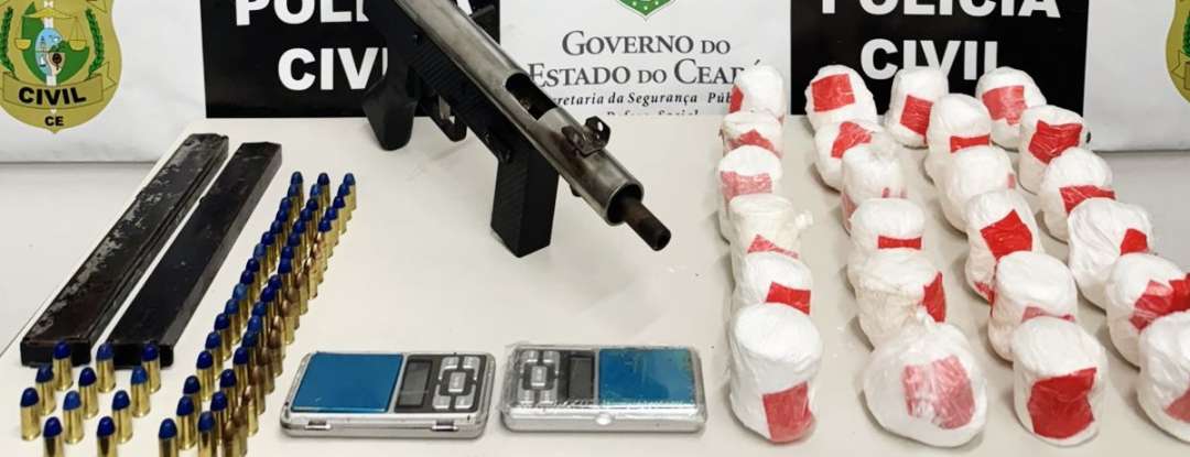 Durante ações distintas da PCCE, homem é preso e 4,5 kg de drogas, armas e munições são apreendidas em Juazeiro do Norte