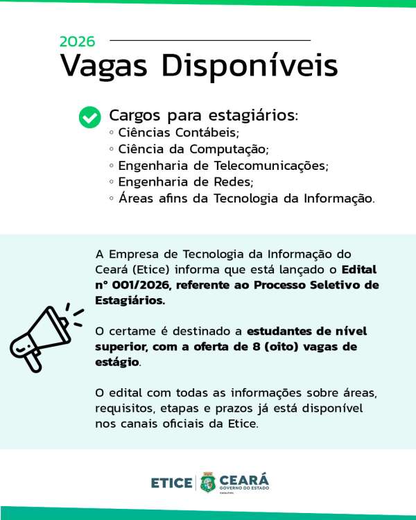ETICE abre seleção para estagiários em 2026