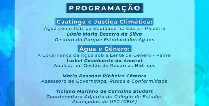 Cogerh promove seminário Água e Gênero, na próxima terça-feira (31), em Horizonte