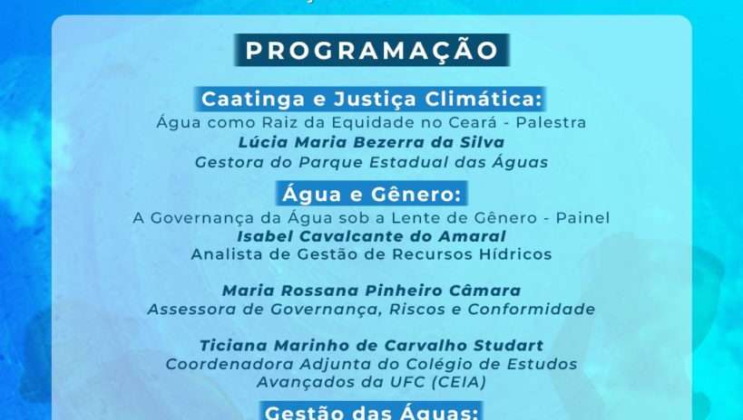 Cogerh promove seminário Água e Gênero, na próxima terça-feira (31), em Horizonte