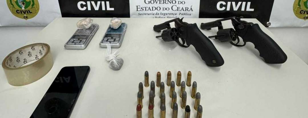 Após denúncias, homem é preso pela PCCE com armas, drogas e munições em Juazeiro do Norte