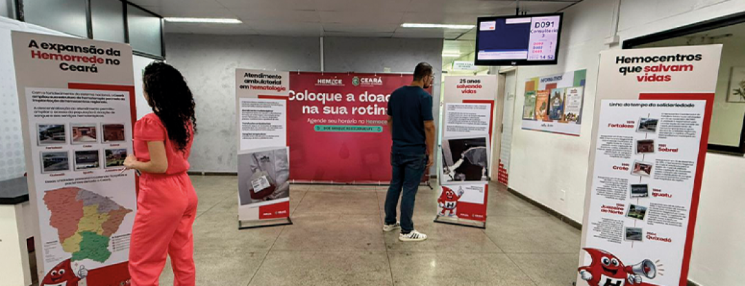 Hemoce apresenta exposição sobre a expansão da hemorrede do Ceará durante os 25 anos do Sistema Nacional de Sangue