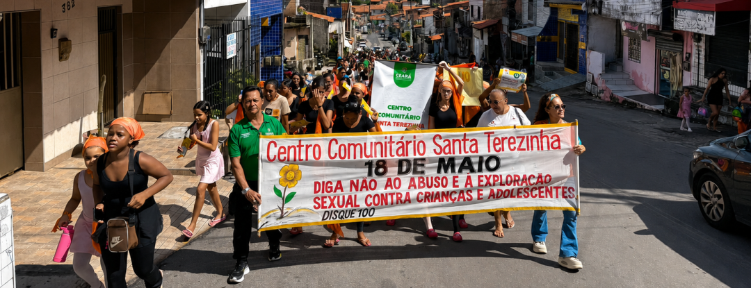 Caminhada do Maio Laranja mobiliza comunidade do Serviluz no combate à violência sexual contra crianças e adolescentes